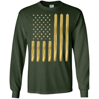 Faux Gold Paint American Flag T-shirt Forest Green