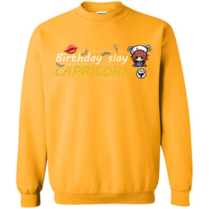 Cute Capricorn Girl Birthday Lip Slay T-shirtG180 Gildan Crewneck Pullover Sweatshirt 8 oz.
