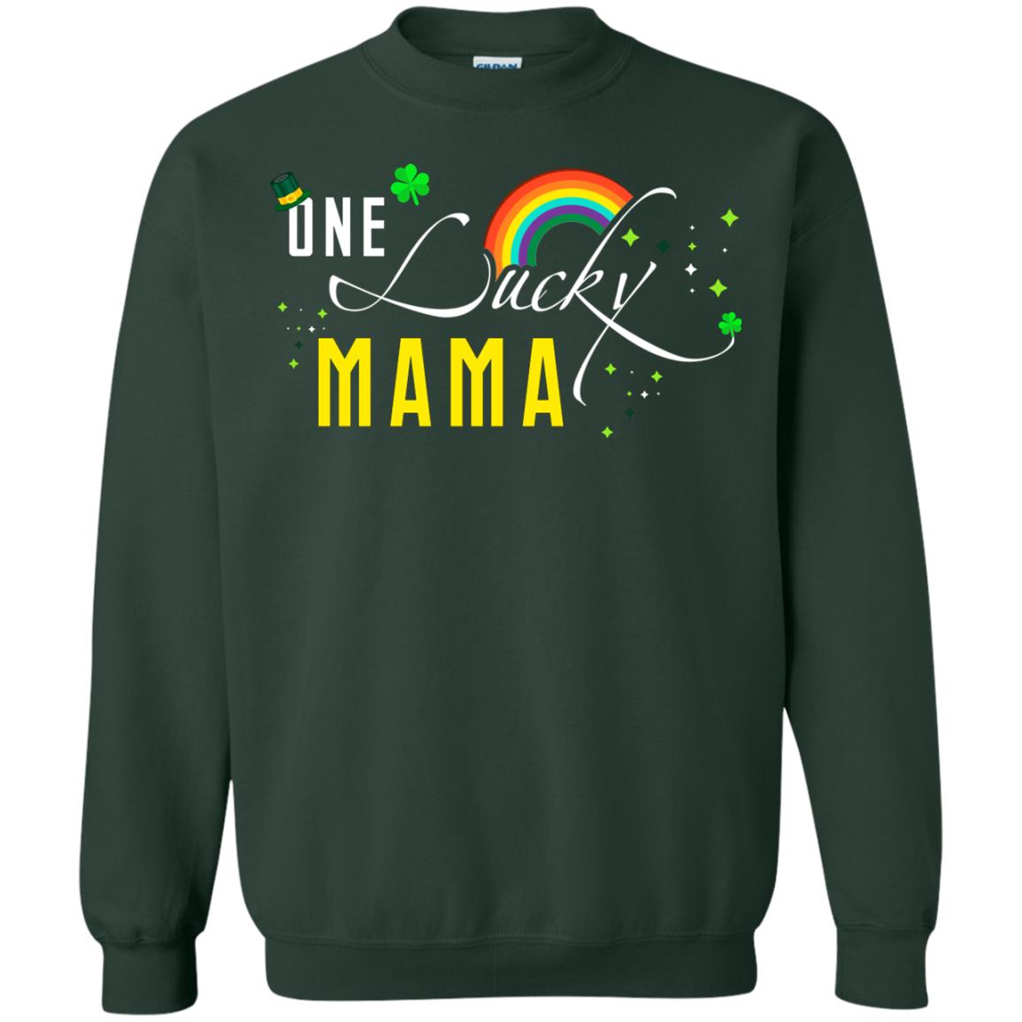 One Lucky Mama St. Patrick_s Day T-shirt Forest Green