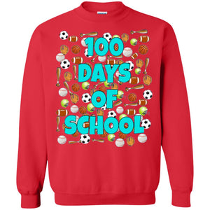 100 Days Of School T-shirt For Kids Love Sports