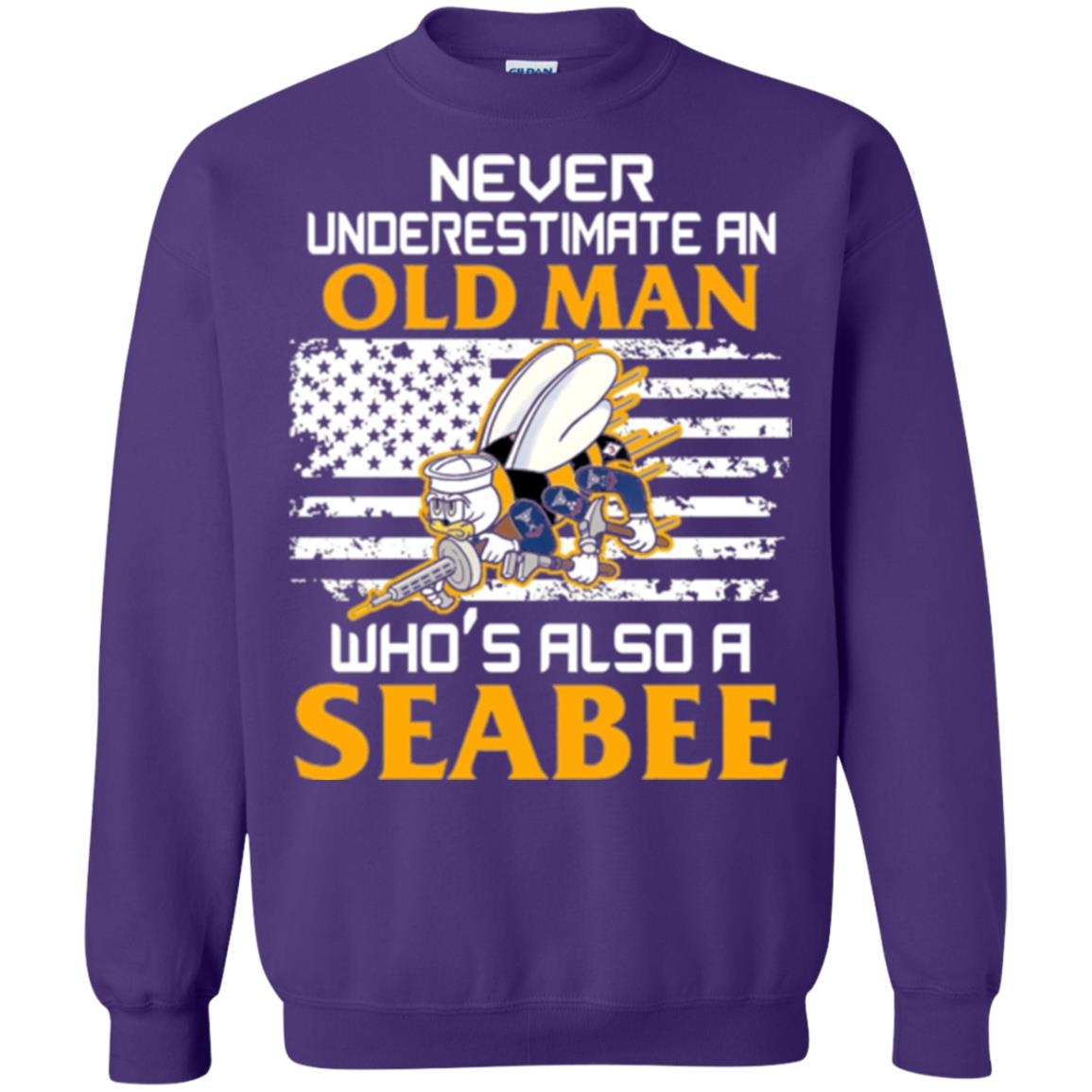 Navy Seabee Veteran T-shirt Never Underestimate An Old Man Purple