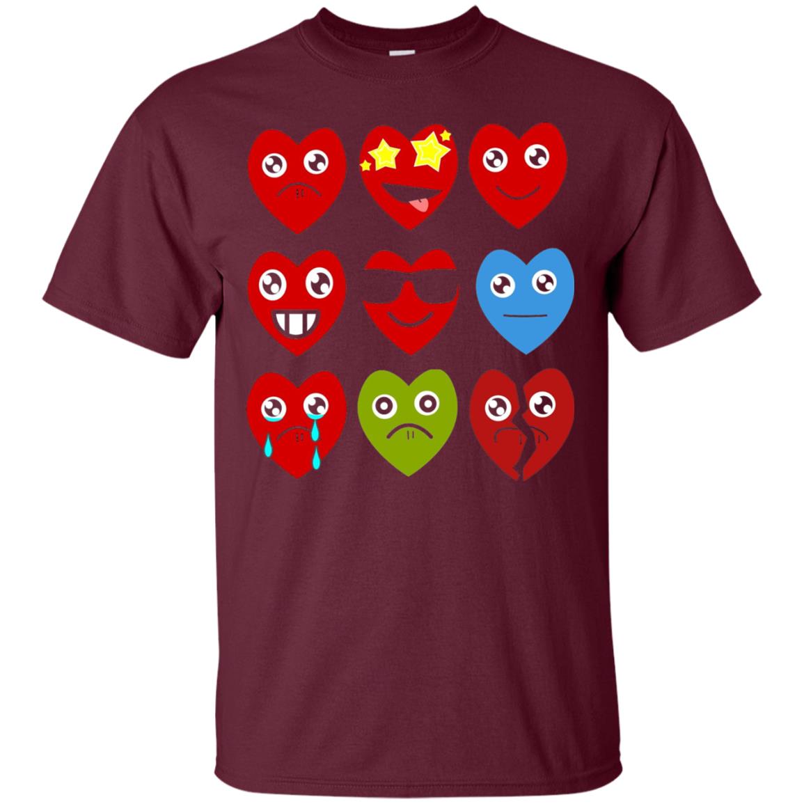 Valentine_s Day T-shirt Heart Emojis Maroon