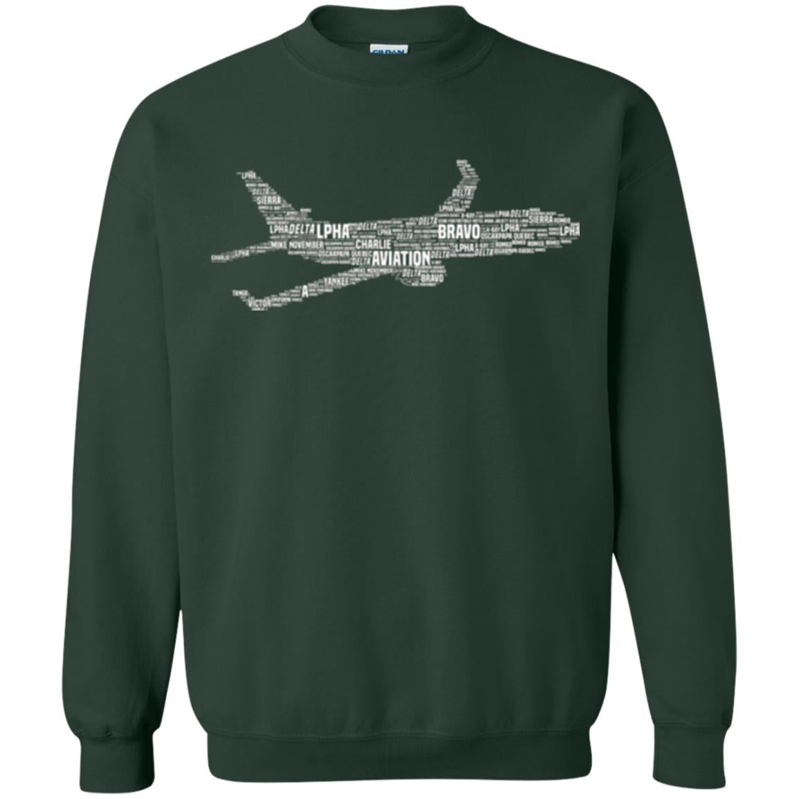 Alphabet Airplane Pilot T-shirt Forest Green