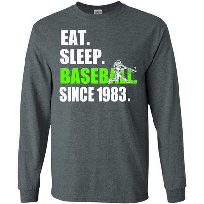 Eat Sleep Baseball Since 1983 35th Birthday Shirt Dark Heather