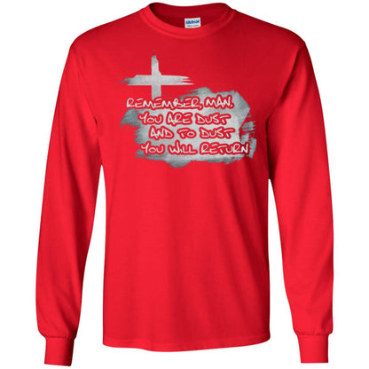 Ash Wednesday T-shirt Remember, Man, You Are Dust And To Dust You Will Return Red