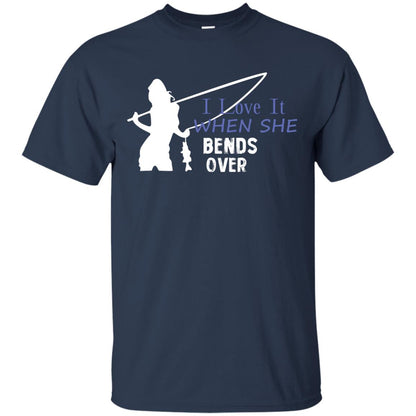 I Love It When She Bends Over Fishing Lover T-shirt For Mens Navy
