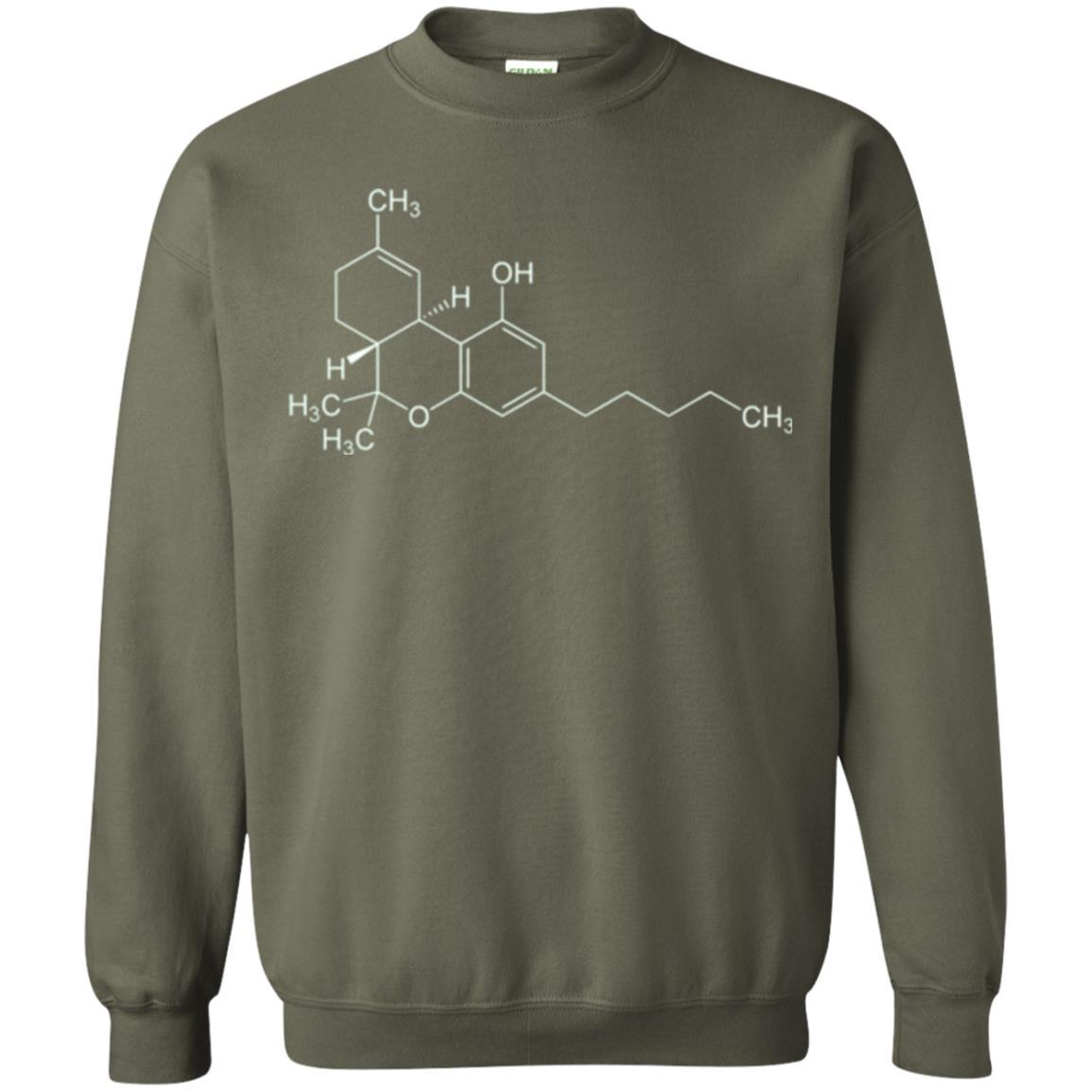 Cannabis T-shirt Thc Molecule Tetrahydrocannabinol Military Green
