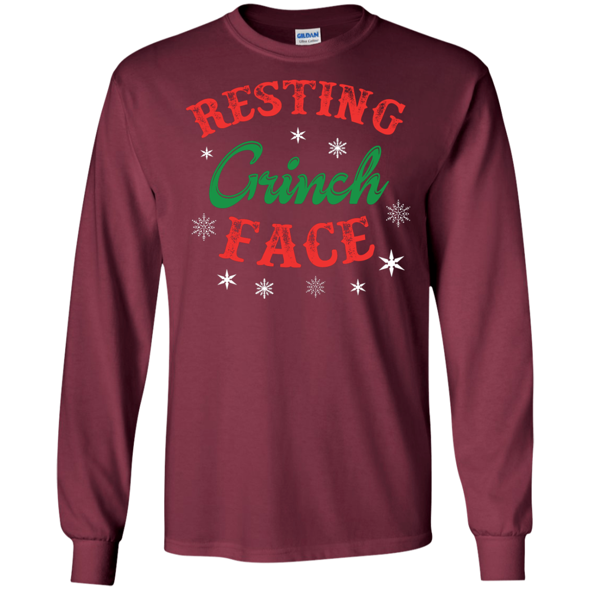 Christmas T-Shirt Resting Grinch Face Maroon