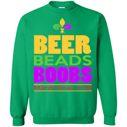Funny Mardi Gras T-shirt Beer Beads Boobs Mardi Gras Y_all Irish Green