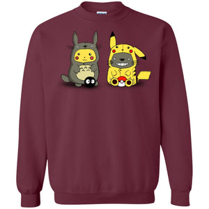 Pikachu Cosplay Totoro And Totoro Cosplay Pikachu T-shirtG180 Gildan Crewneck Pullover Sweatshirt 8 oz.