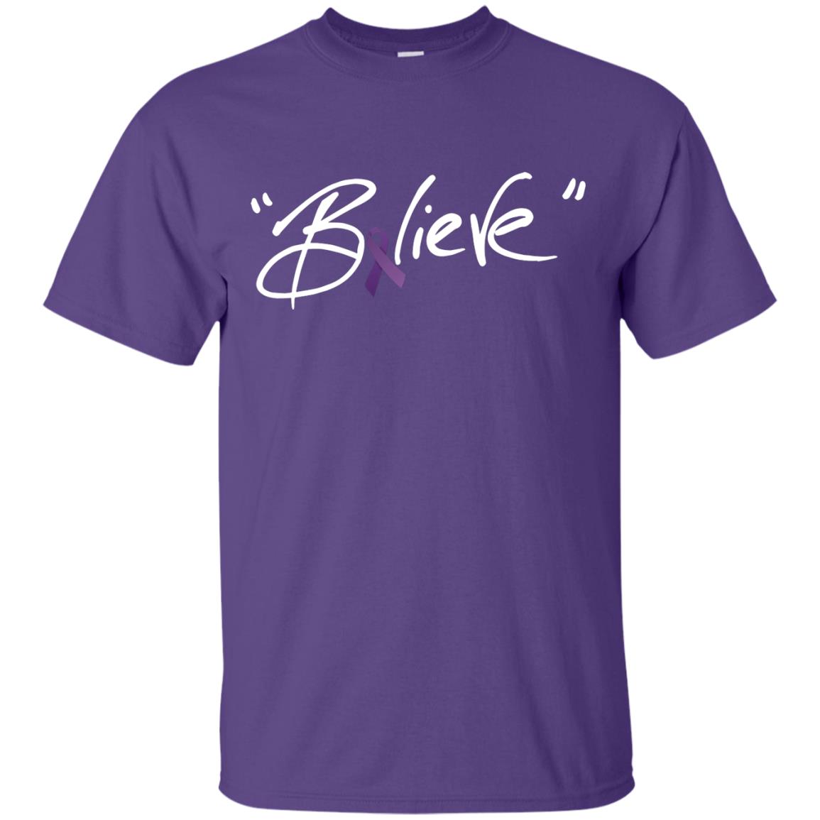 Pancreatic Leiomyosarcoma Symptoms Awareness Shirt Purple Ribbon Believe Purple