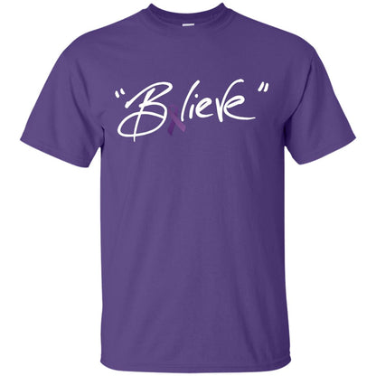Pancreatic Leiomyosarcoma Symptoms Awareness Shirt Purple Ribbon Believe Purple