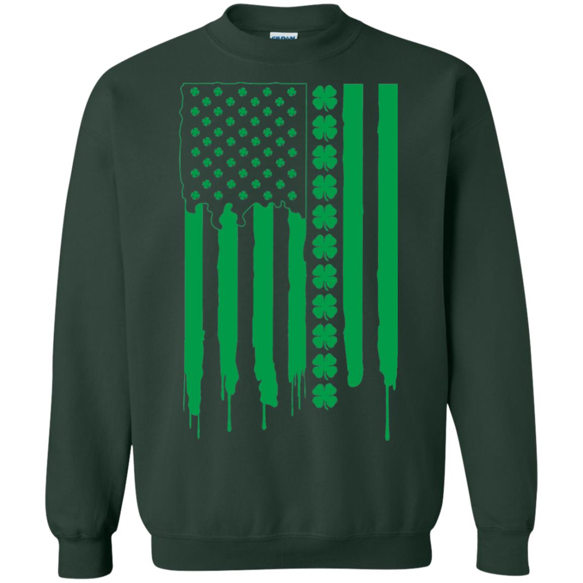 Irish American Flag St Patrick_s Day T-shirt Forest Green