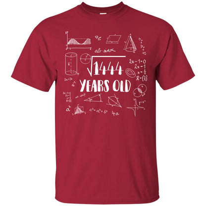 Square Root Of 1444 38th Birthday 38 Years Old Math T-shirt Cardinal