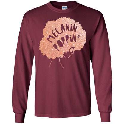 Melanin Poppin Black Beauty African Pride Rose Gold T-shirt Maroon