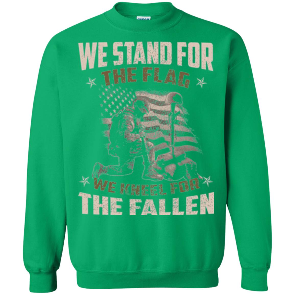 Veteran T-shirt We Stand For The Flag, We Kneel For The Fallen Irish Green