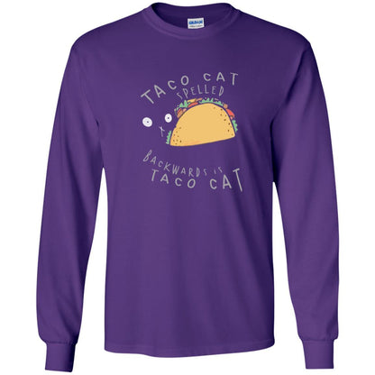 Cat Lovers T-shirt Taco Cat Spelled Backward Is Taco Cat Purple