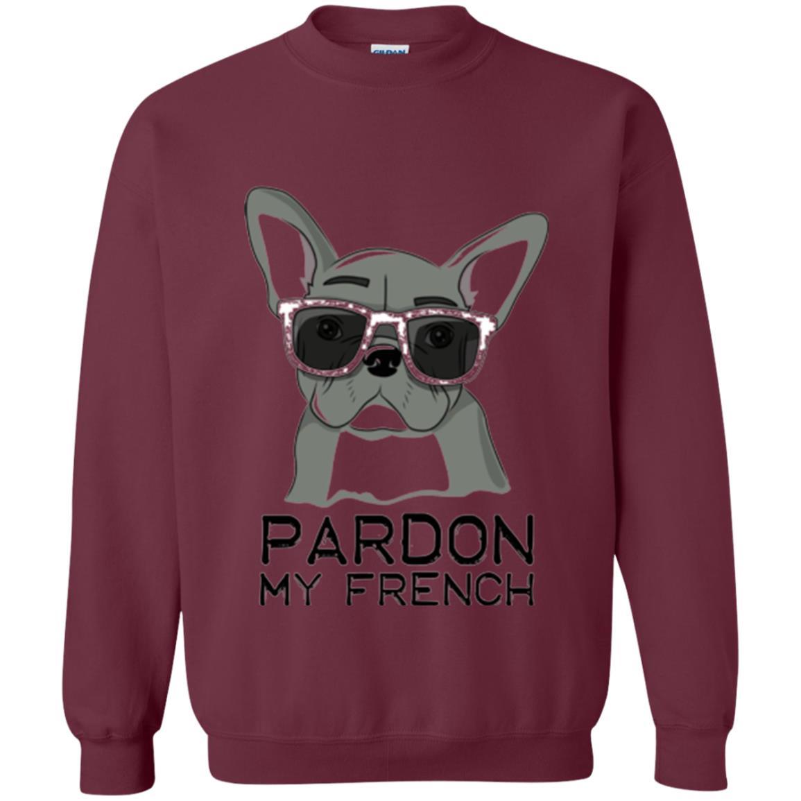 French Bulldog T-shirt Pardon My French T-shirt Maroon