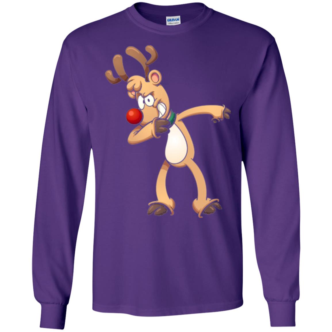 Christmas T-shirt Dabbing Reindeer Purple