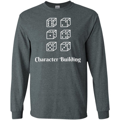 Gamer T-shirt Character Building Rolling Dice Dark Heather