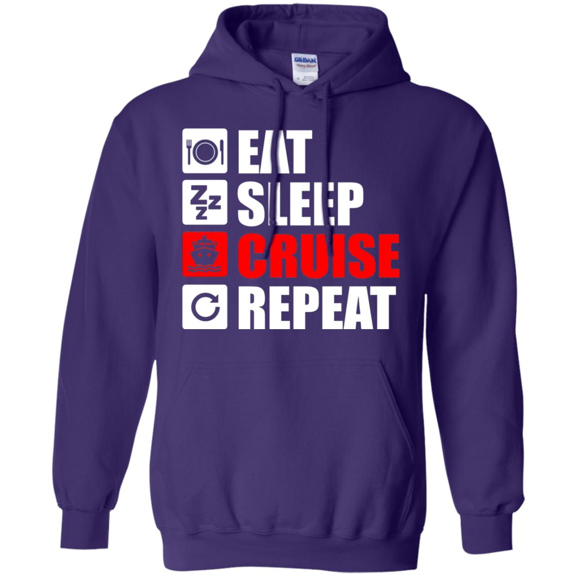 Eat Sleep Cruise Repeat Summer Vacation T-shirt Purple
