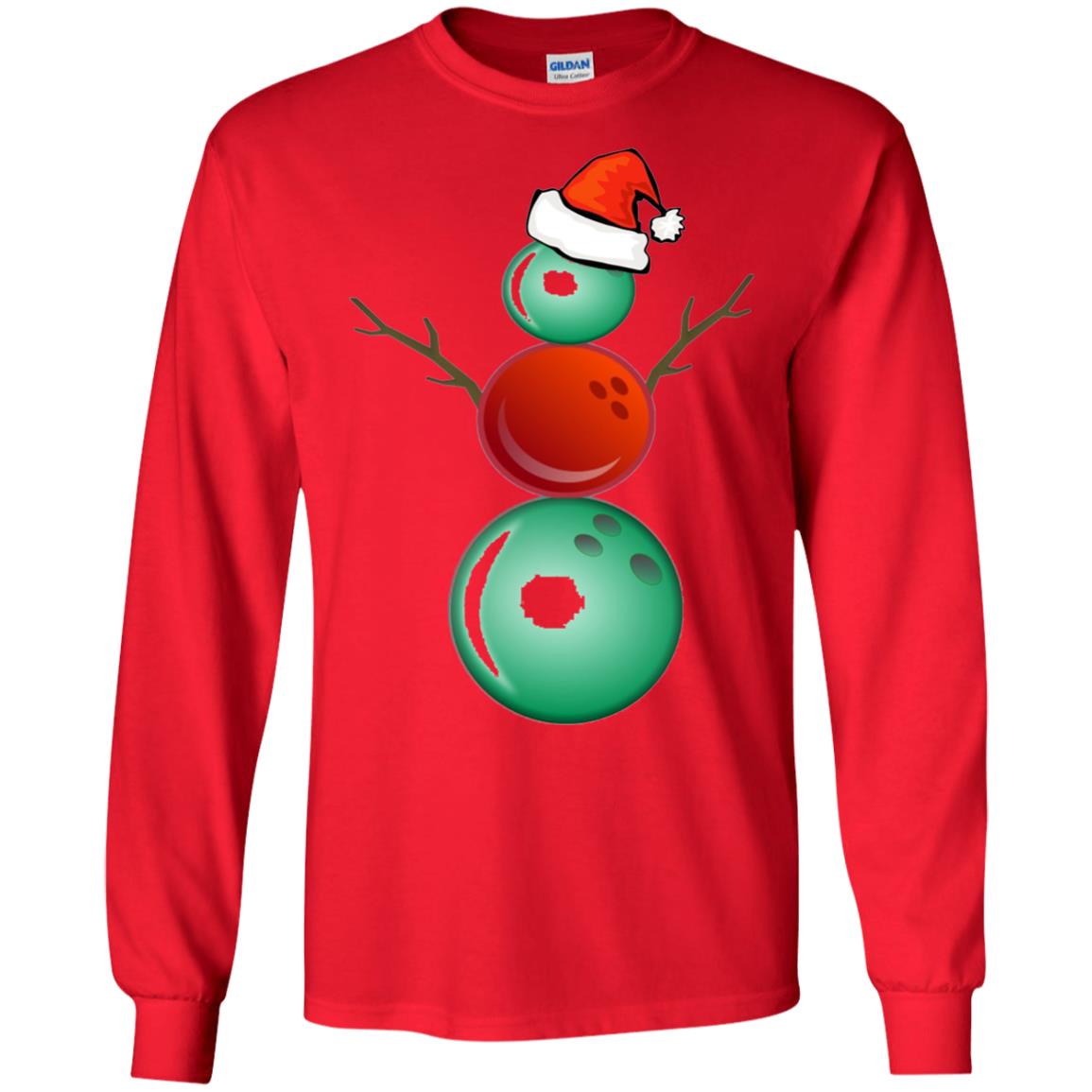 Funny Christmas Shirts Bowling Snowman Red