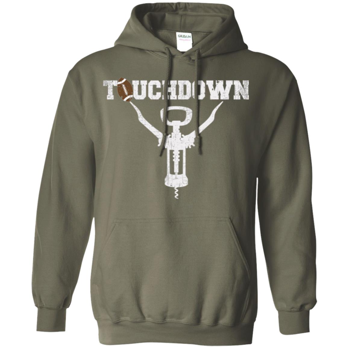Football T-shirt Touchdown Funny Football Wine Lovers Military Green