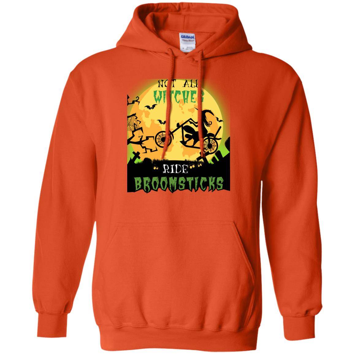 Not All Witches Ride Broomsticks Witches Ride A Motorcycle Funny Halloween Shirt Orange