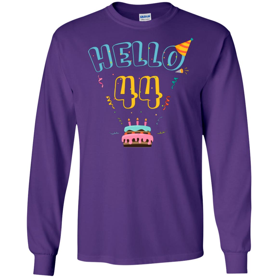 Hello 44 Forty Four 44th 1974s Birthday Gift Shirt Purple