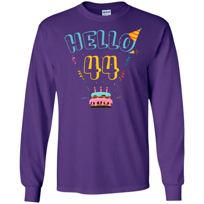 Hello 44 Forty Four 44th 1974s Birthday Gift Shirt Purple