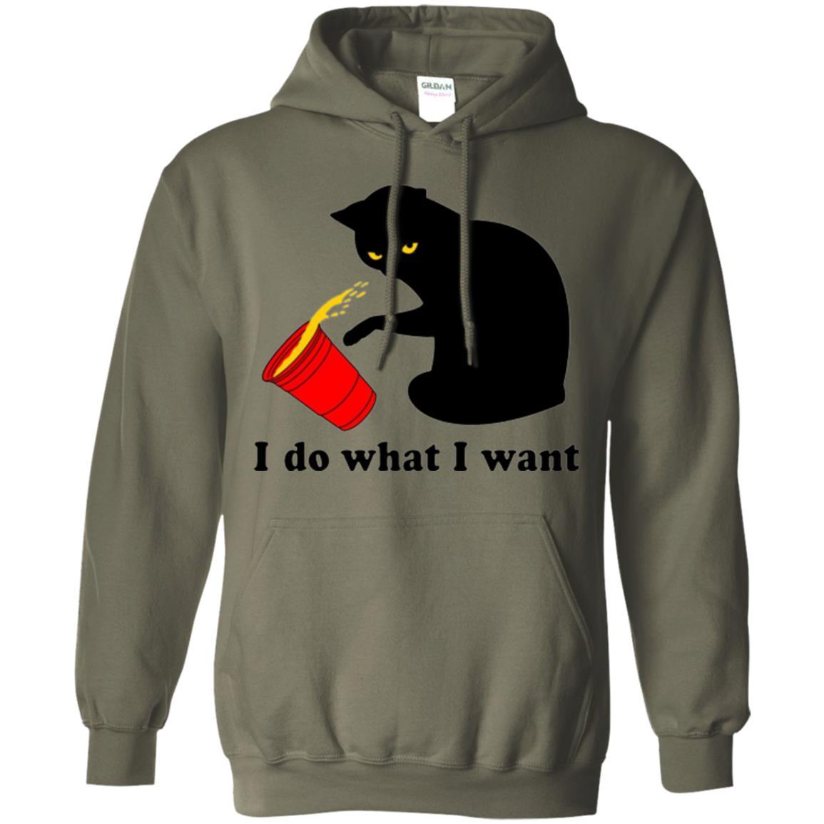 Cat Lover T-shirt I Do What I Want Military Green