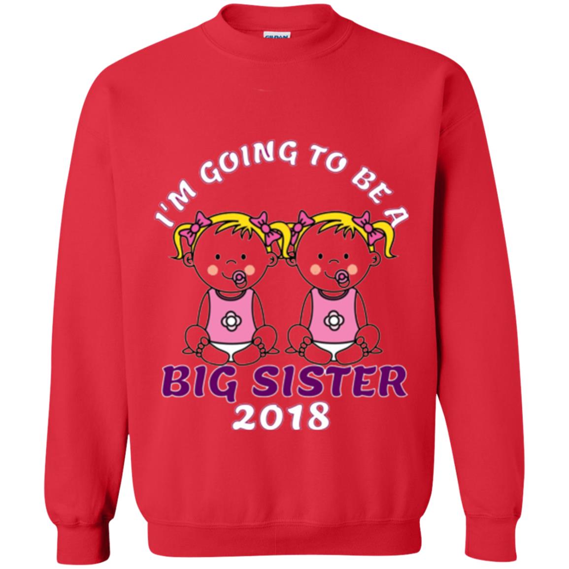 Family T-shirt I_m Going To Be A Big Sister Of Twins 2018 Red
