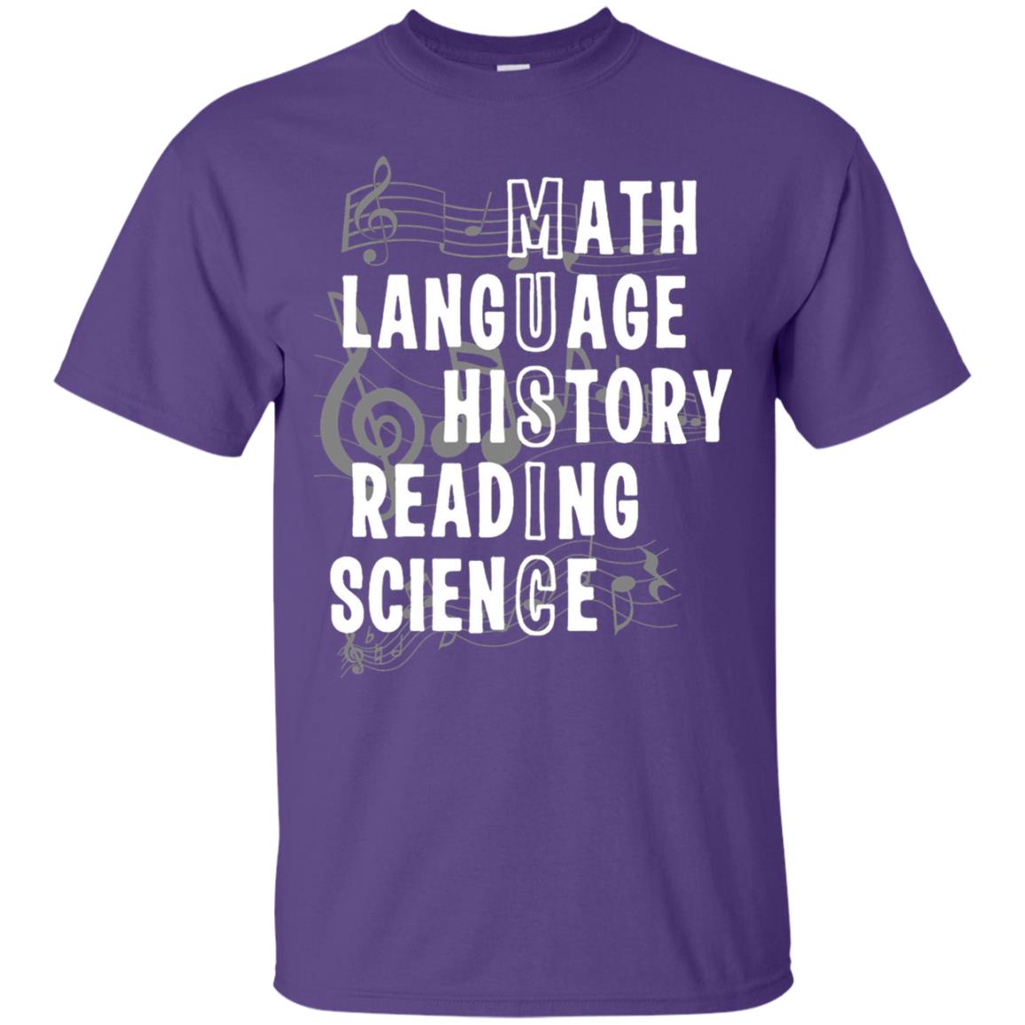 Music Teacher T-shirt Math Langusge History Reading Science Purple