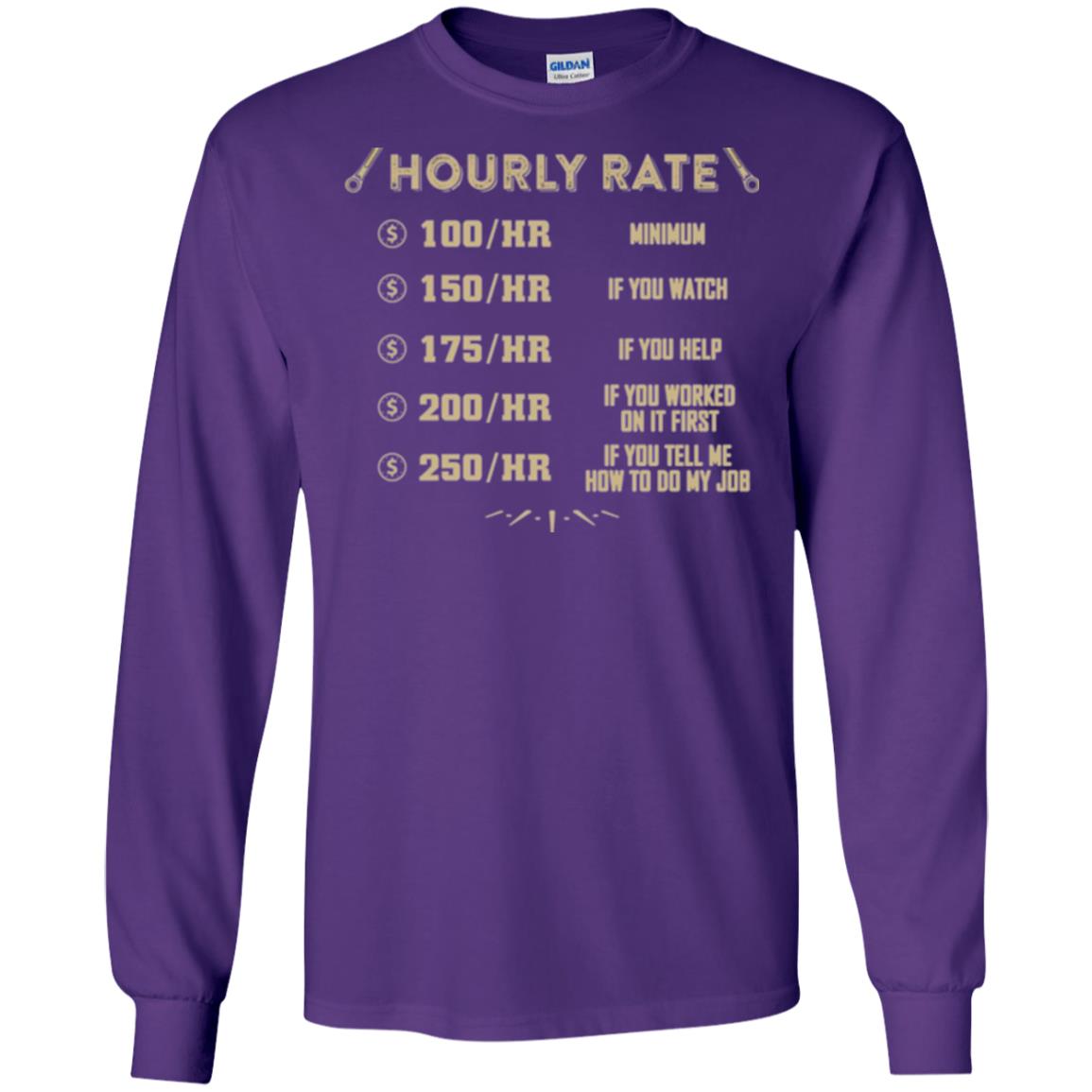 Mechanic T-shirt Mechanic Hourly Rate Purple
