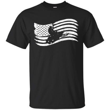 Snowmobile Rider T-shirt American Flag Black