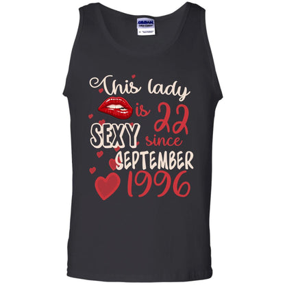 This Lady Is 22 Sexy Since September 1996 22nd Birthday Shirt For September Womens Black