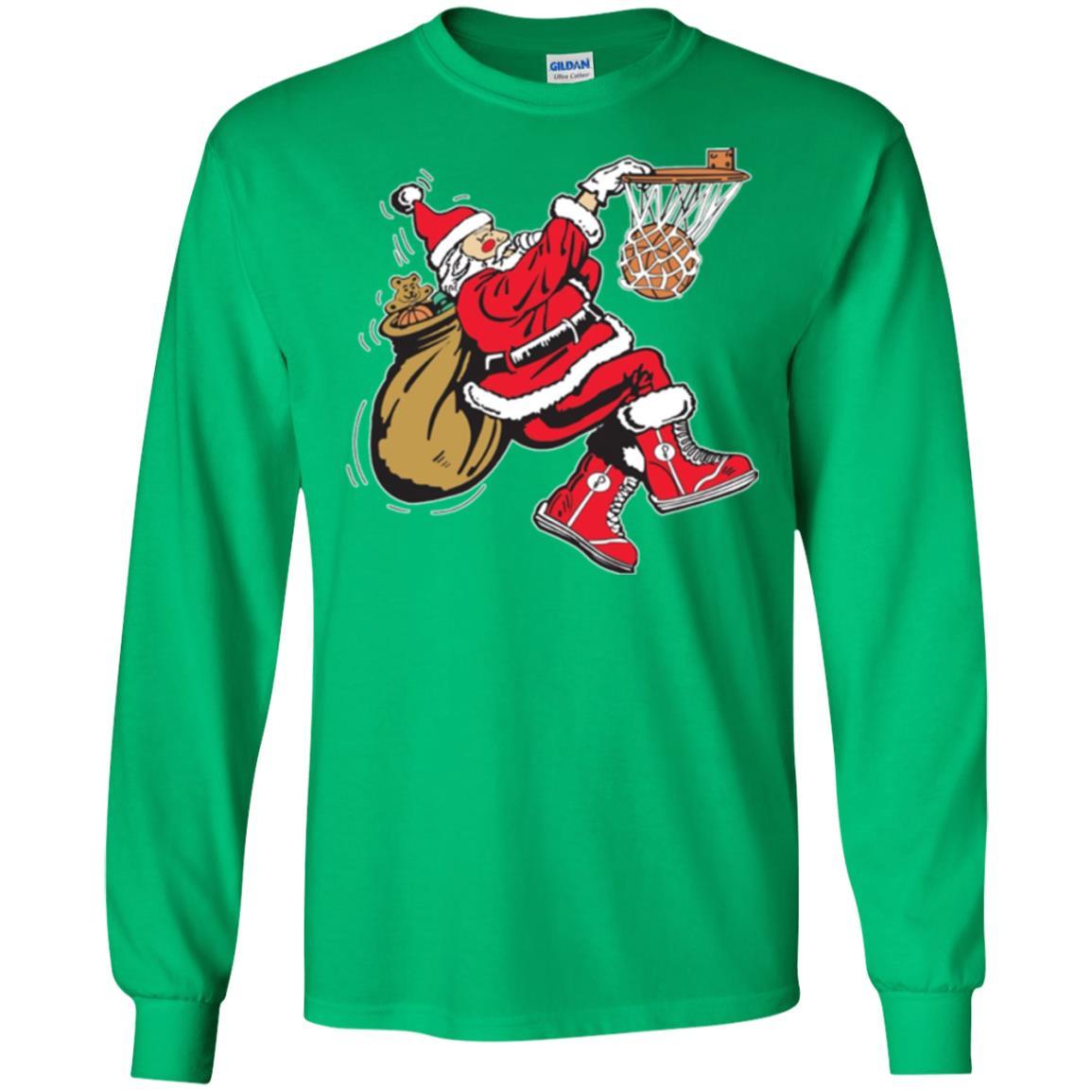 Christmas T-shirt Basketball Santa Claus Irish Green