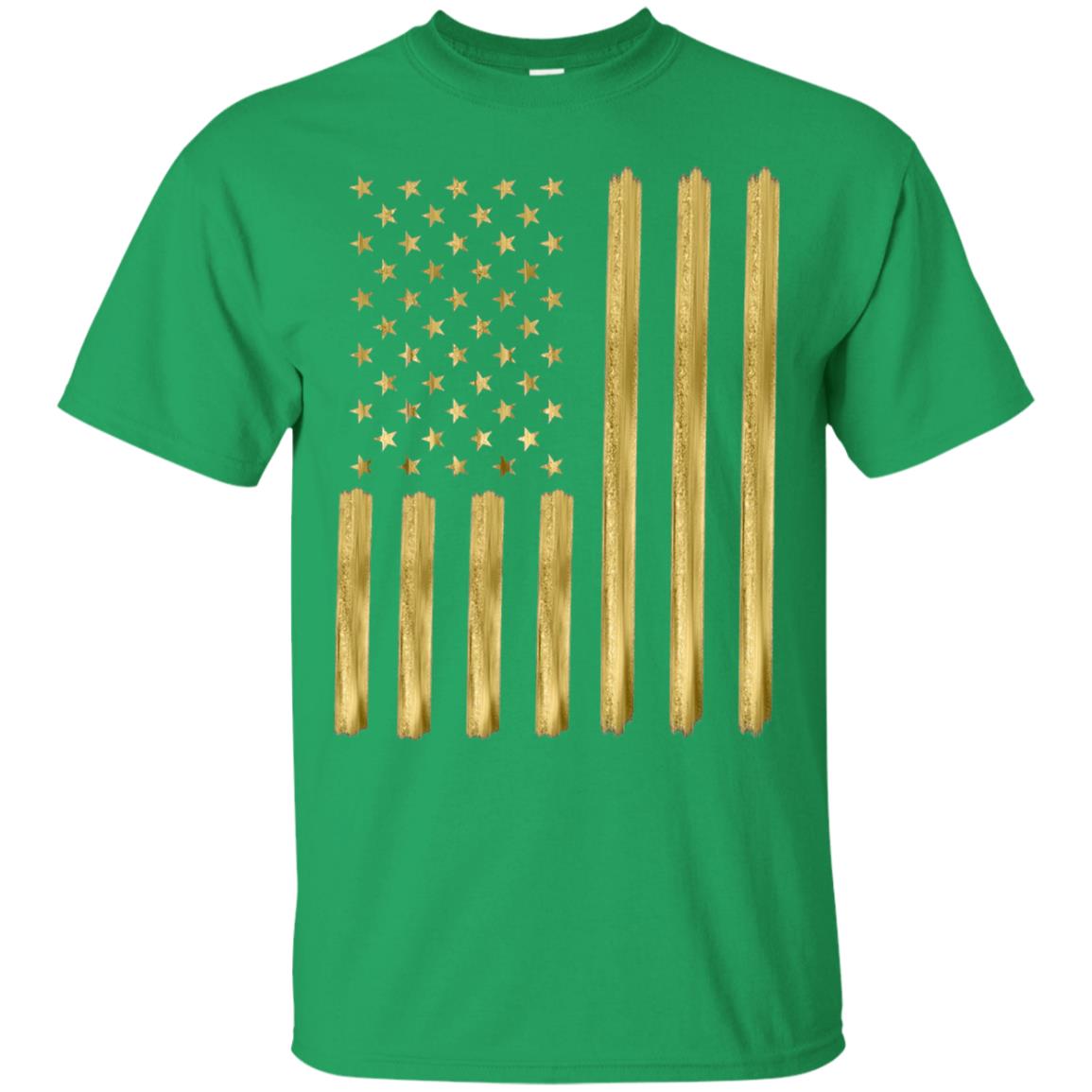 Faux Gold Paint American Flag T-shirt Irish Green