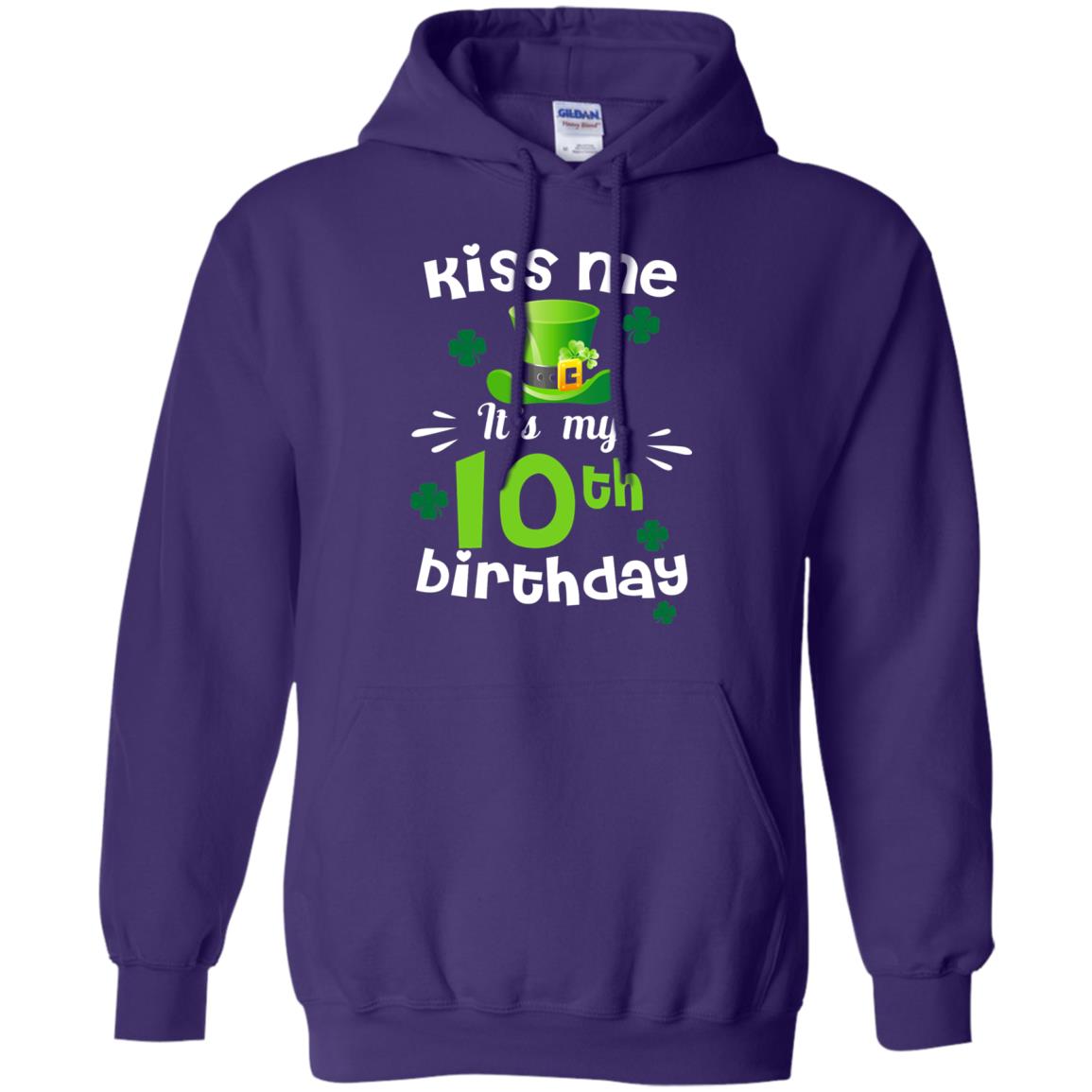 Kiss Me It_s My 10th Birthday Patrick_s Day T-shirt Purple