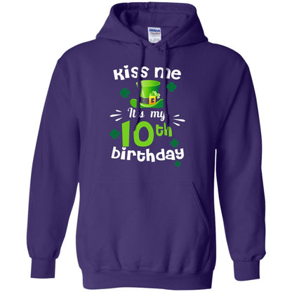 Kiss Me It_s My 10th Birthday Patrick_s Day T-shirt Purple
