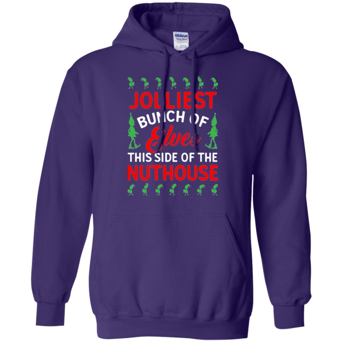 Christmas T-shirt Jolliest Bunch Of Elves This Side Of The Nuthouse Purple