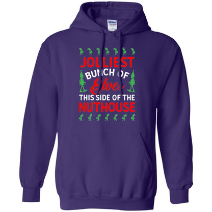 Christmas T-shirt Jolliest Bunch Of Elves This Side Of The Nuthouse Purple