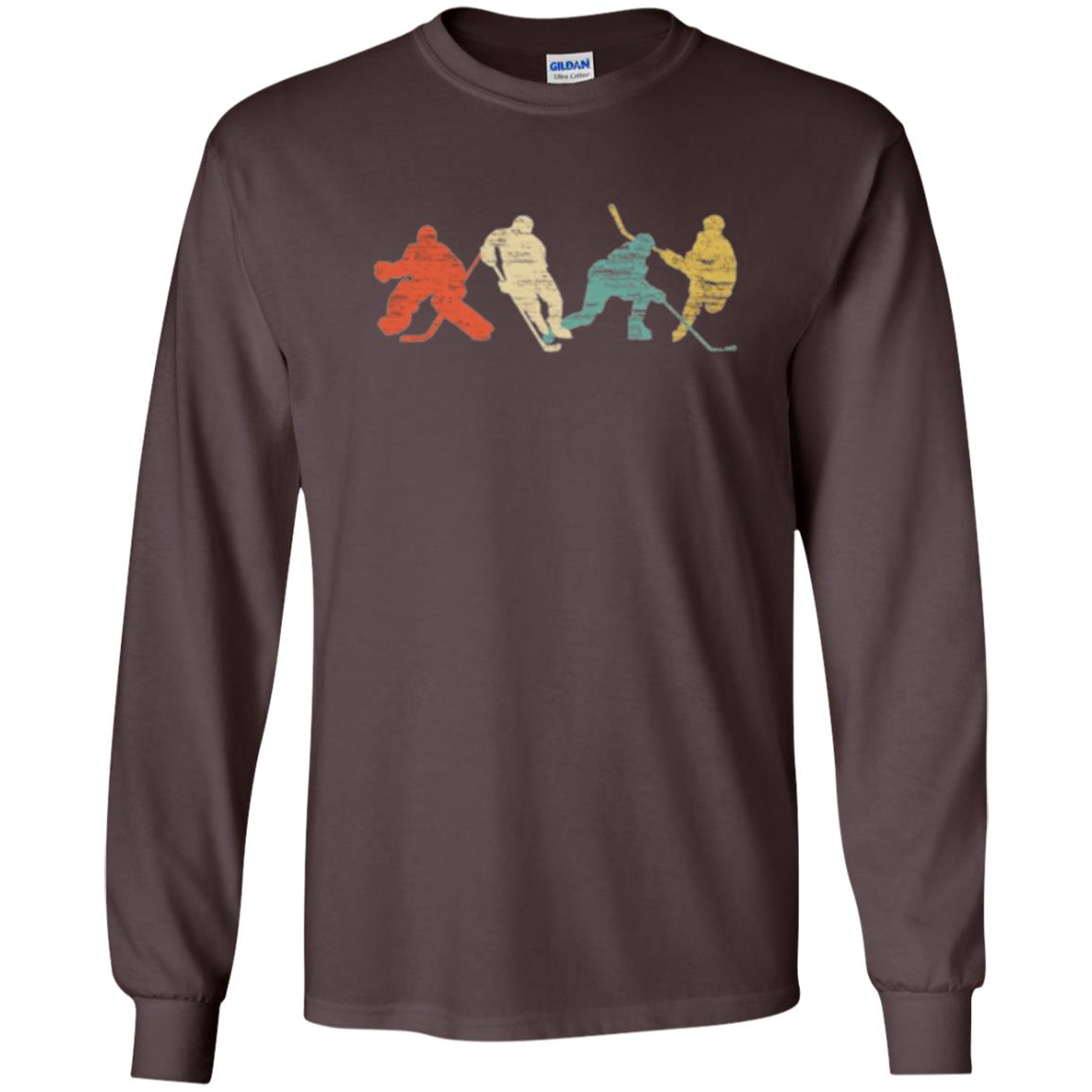 Classic Vintage Style Ice Hockey T-shirt Dark Chocolate