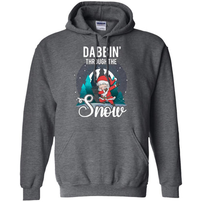 Christmas T-shirt Santa Claus Dabbing Through The Snow Dark Heather