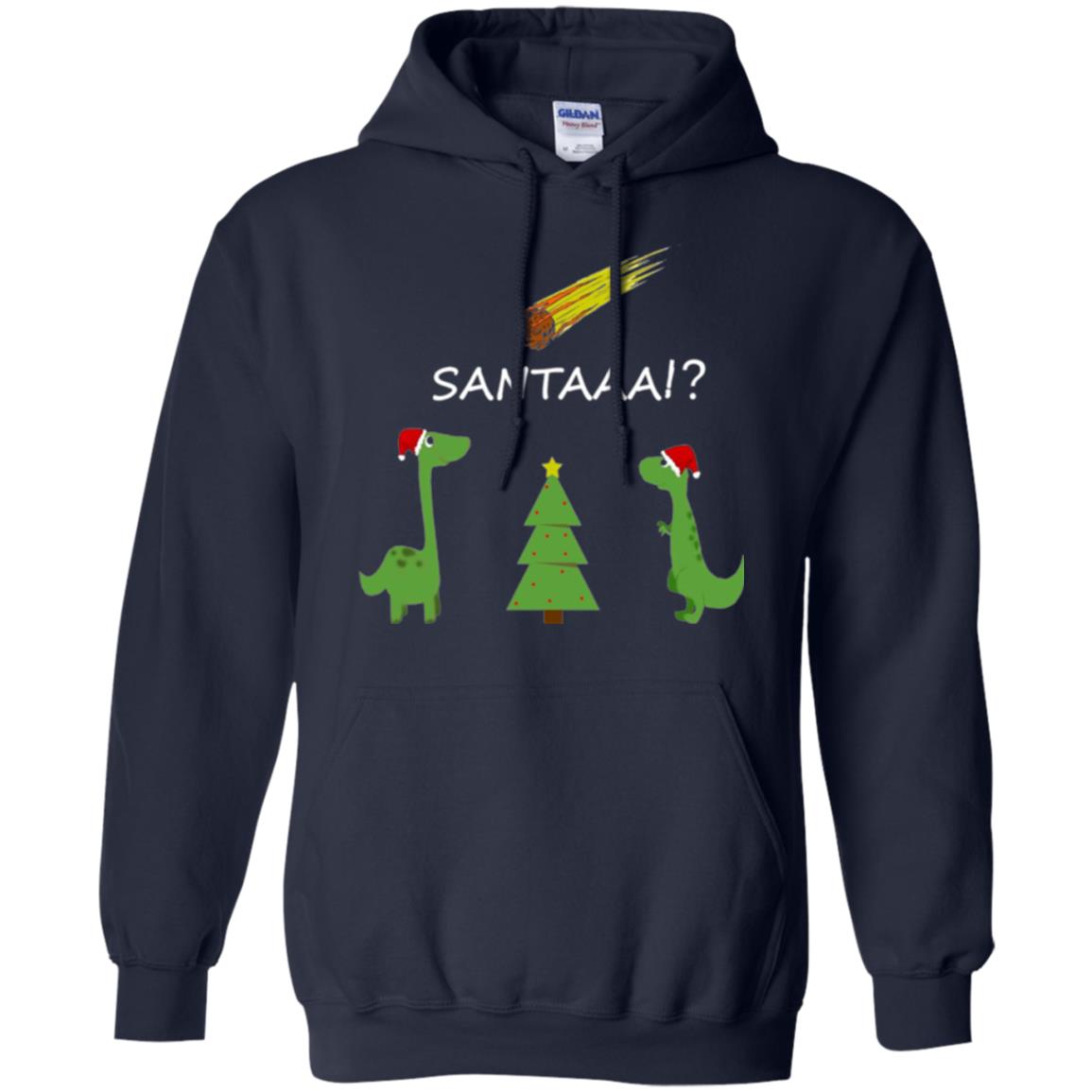 Christmas T-shirt Funny Dinosaus Santaaa Navy