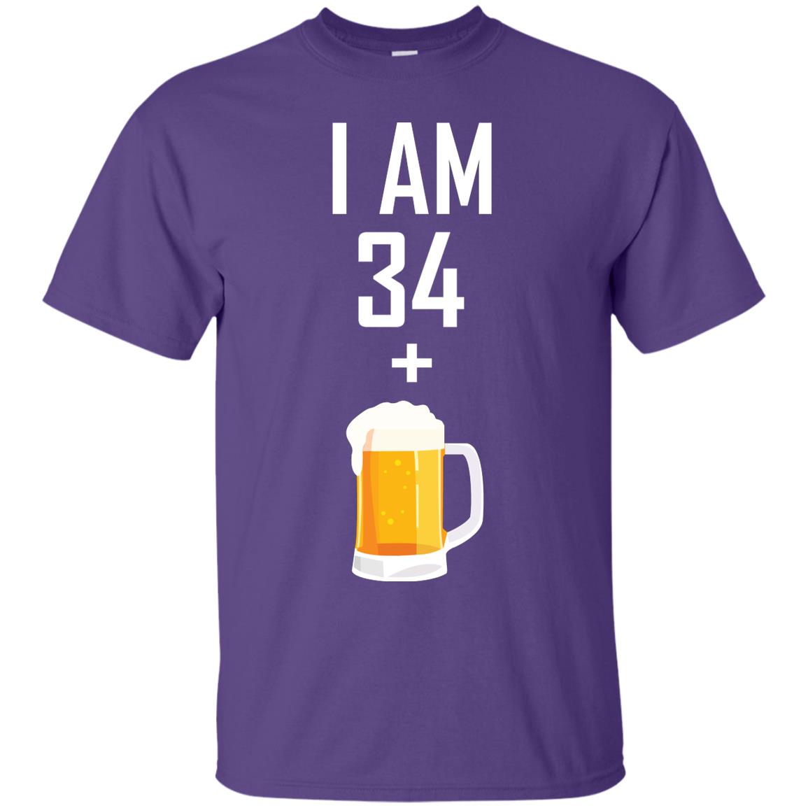 I Am 34 Plus 1 Beer 35th Birthday T-shirt Purple