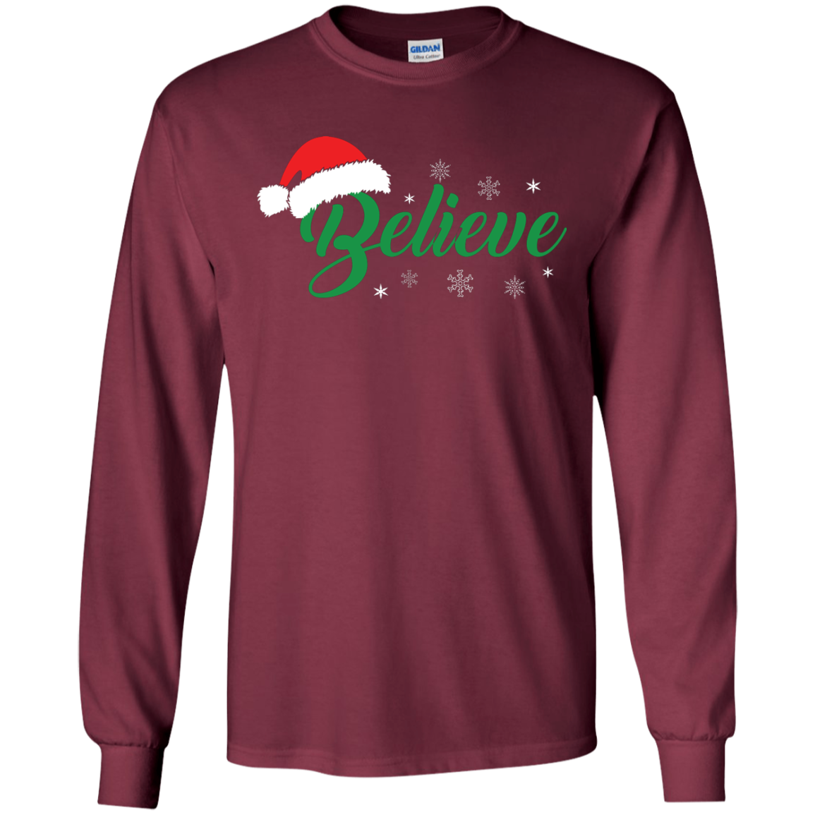 Christmas T-Shirt Believe In Santa Maroon