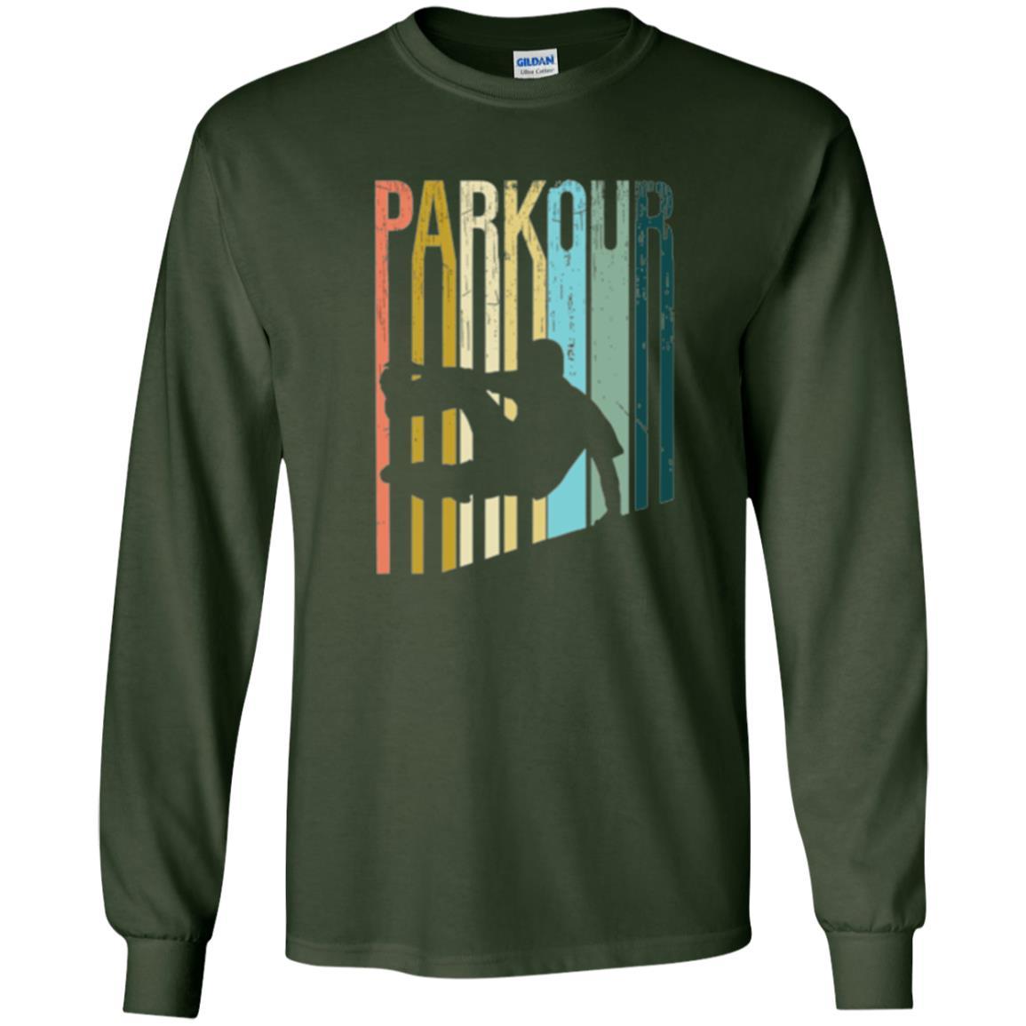 Parkour T-shirt Distressed Style Parkour Silhouette Forest Green