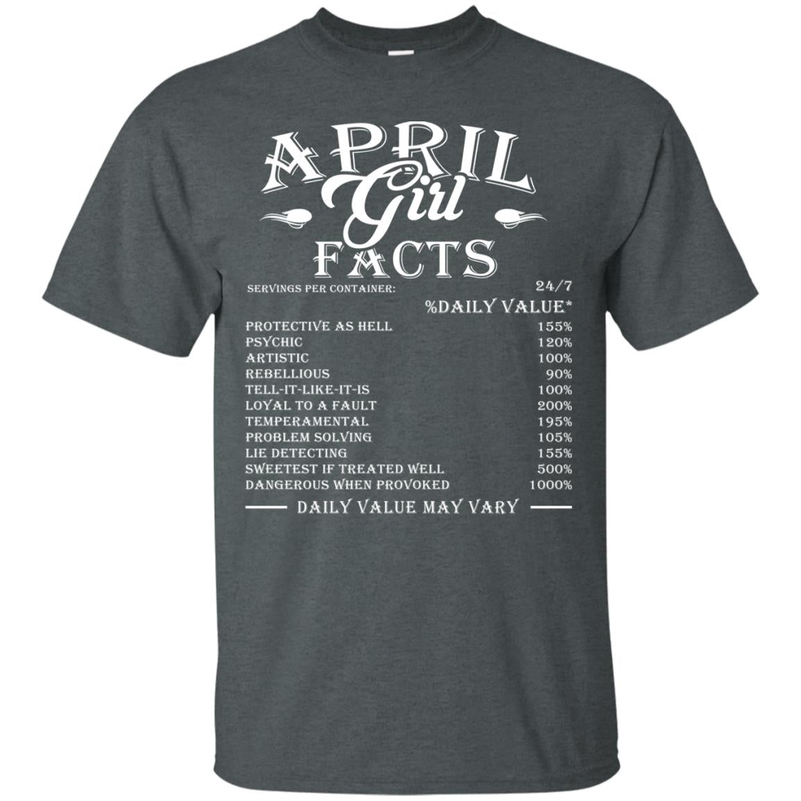 April Girl Facts T-shirt Dark Heather