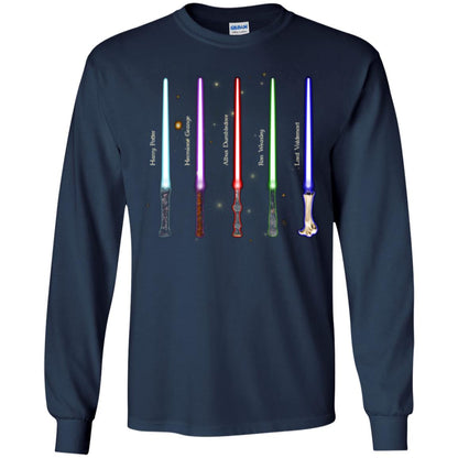 Harry Potter Lightsaber Wands Movie Fan T-shirt Navy